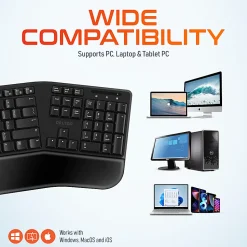 Delton KB200 & S18 Ergonomic Wireless Battery Keyboard And Mouse Set, Black, Total Qty 1