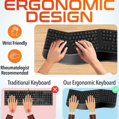 Delton KB200 & S18 Ergonomic Wireless Battery Keyboard And Mouse Set, Black, Total Qty 1