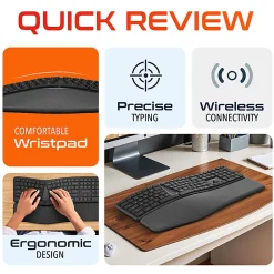 Delton KB250 Wireless Ergonomic Keyboard, Black