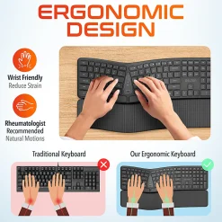 Delton KB250 Wireless Ergonomic Keyboard, Black