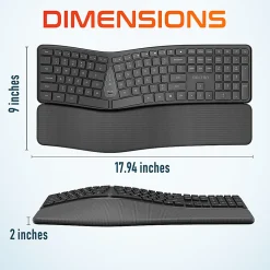 Delton KB250 Wireless Ergonomic Keyboard, Black