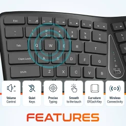 Delton KB250 Wireless Ergonomic Keyboard, Black