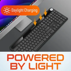 Delton KB90 Wireless Rechargeable Solar Powered Keyboard, Black