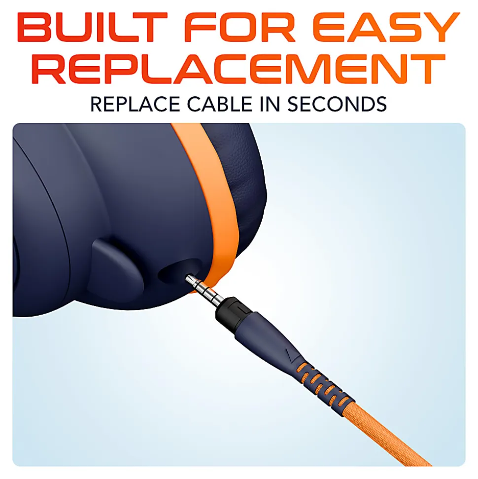 Delton 3.5mm Audio Cable Replacement With USB-A And USB-C Connector, 6', Orange