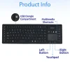 Delton M90 Medical Grade Airtight Waterproof Wireless Backlit Computer Keyboard With Touchpad, Black