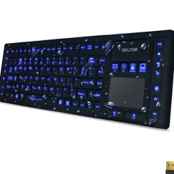 Delton M90 Medical Grade Airtight Waterproof Wireless Backlit Computer Keyboard With Touchpad, Black