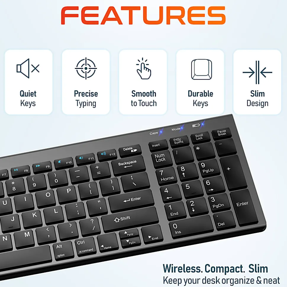 Delton N36 Slim Wireless Keyboard And Optical Mouse Combo, Black