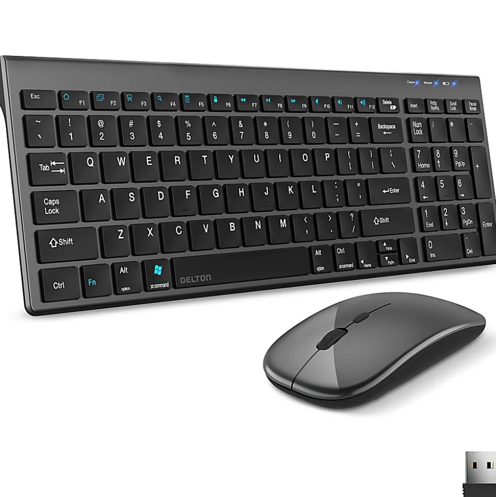 Delton N36 Slim Wireless Keyboard And Optical Mouse Combo, Black