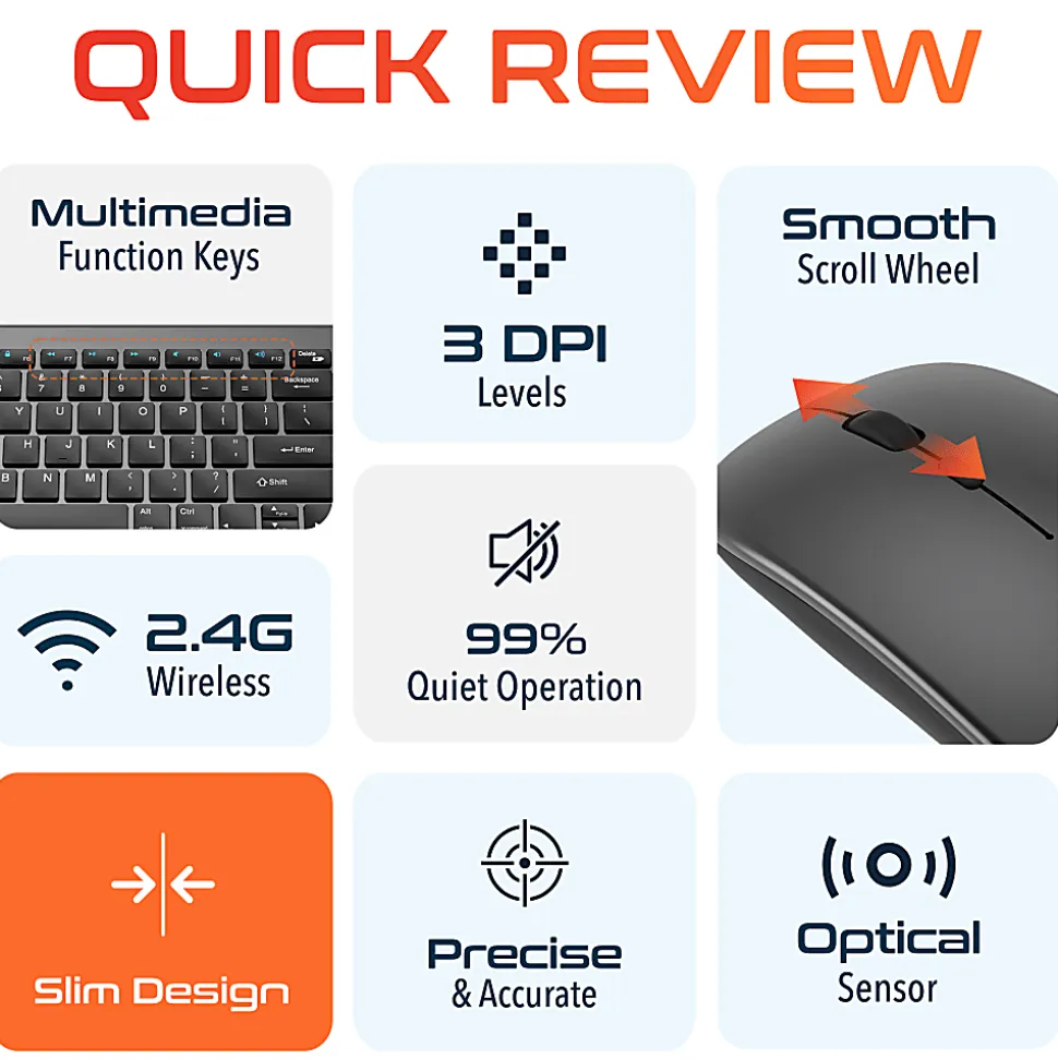 Delton N36 Slim Wireless Keyboard And Optical Mouse Combo, Black