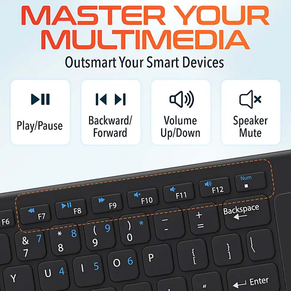 Delton N60 Small Bluetooth Keyboard With Touchpad, Black