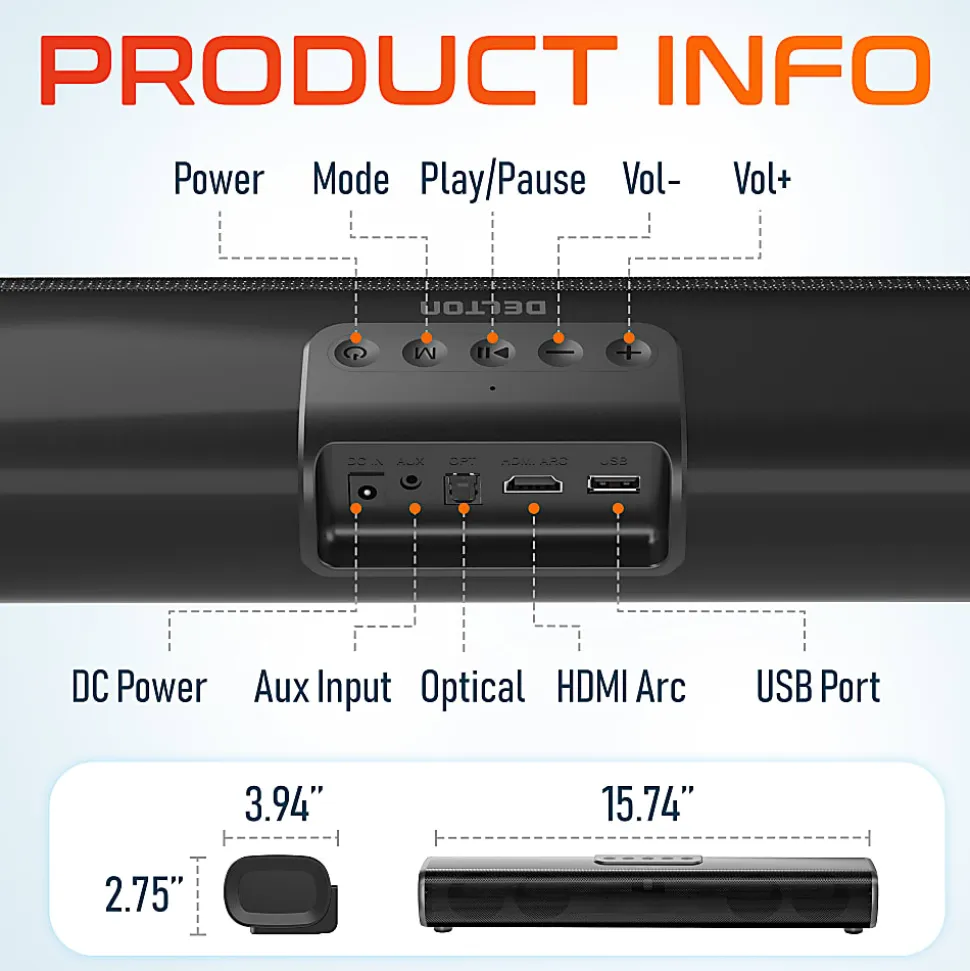 Delton SB380 Bluetooth Stereo Sound Bar