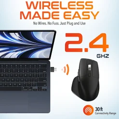 Delton S18 Ergonomic Wireless Mouse With USB-A/USB-C Dongle, Black