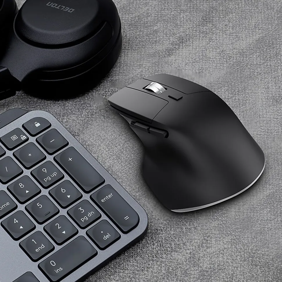 Delton S18 Ergonomic Wireless Mouse With USB-A/USB-C Dongle, Black