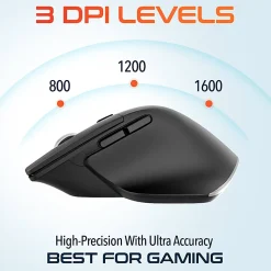 Delton S18 Ergonomic Wireless Mouse With USB-A/USB-C Dongle, Black