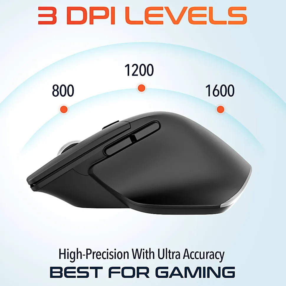 Delton S18 Ergonomic Wireless Mouse With USB-A/USB-C Dongle, Black