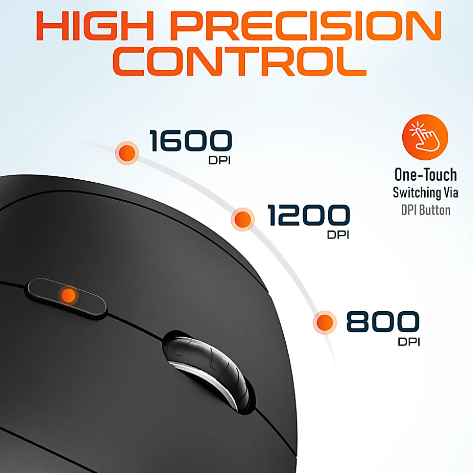Delton S12P Wireless Ergonomic Computer Mouse, Black