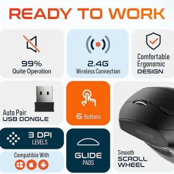 Delton S12P Wireless Ergonomic Computer Mouse, Black