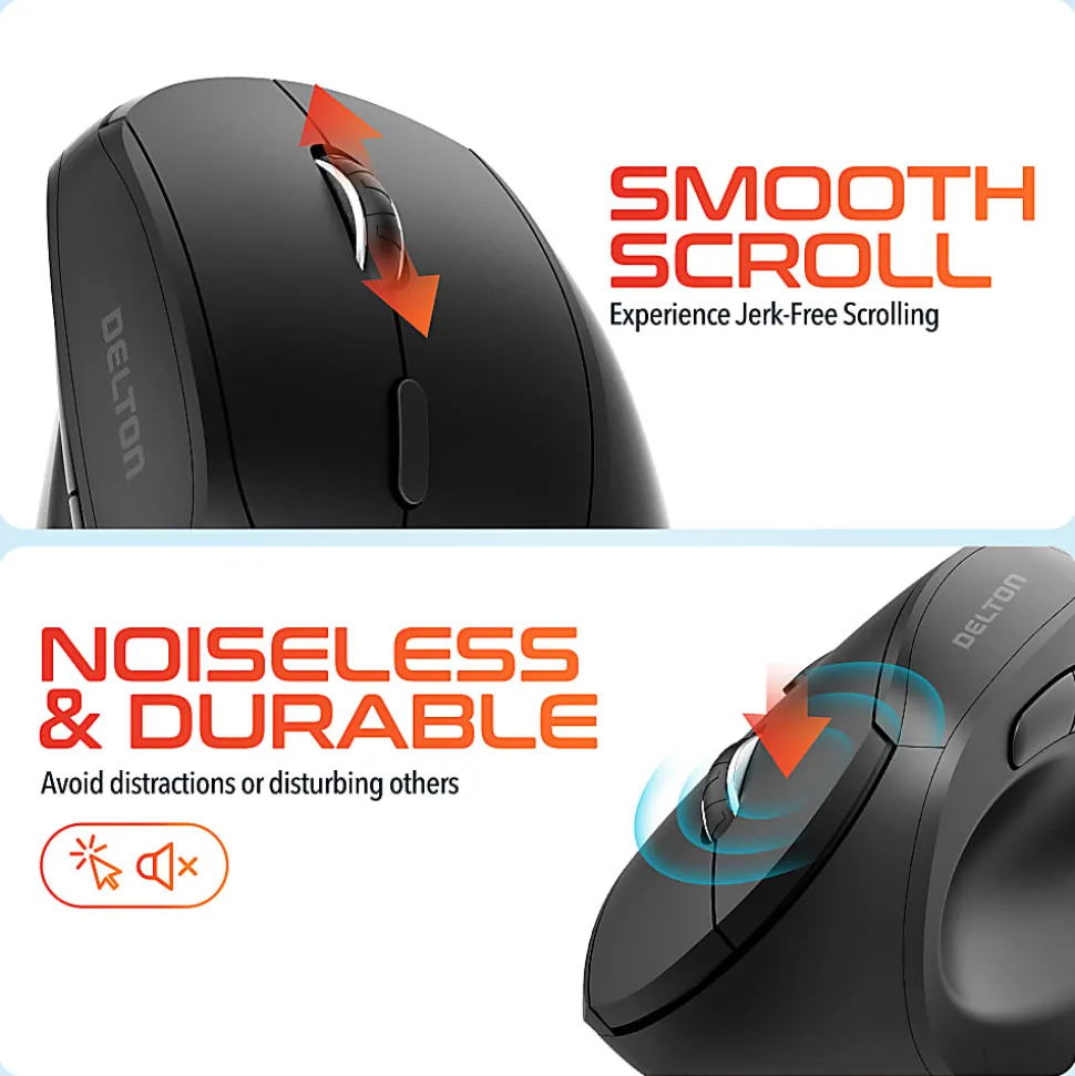 Delton S12P Wireless Ergonomic Computer Mouse, Black
