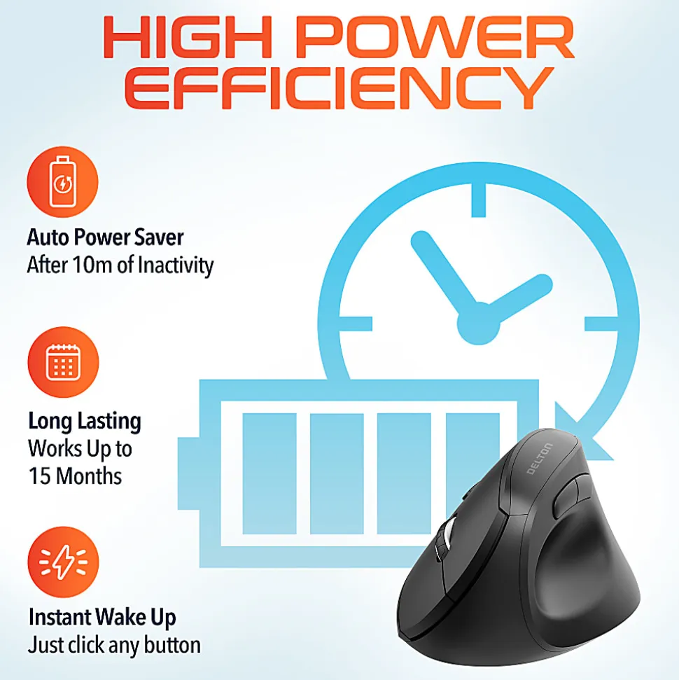 Delton S12P Wireless Ergonomic Computer Mouse, Black