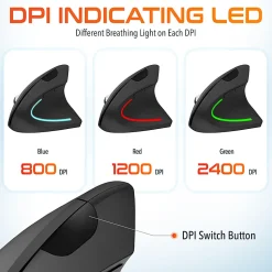 Delton S12 Vertical Ergonomic Wireless Mouse, Black