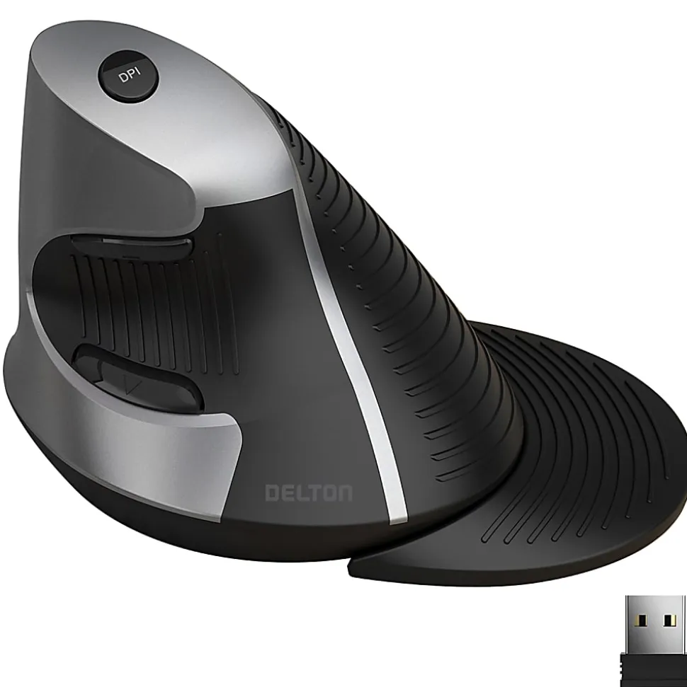Delton S22 Vertical-Grip Ergonomic Wireless Computer Mouse, Black