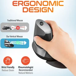 Delton S22 Vertical-Grip Ergonomic Wireless Computer Mouse, Black