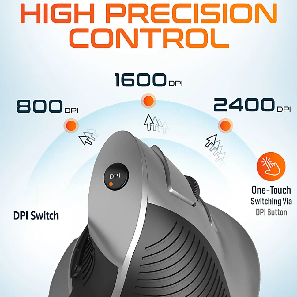 Delton S22 Vertical-Grip Ergonomic Wireless Computer Mouse, Black