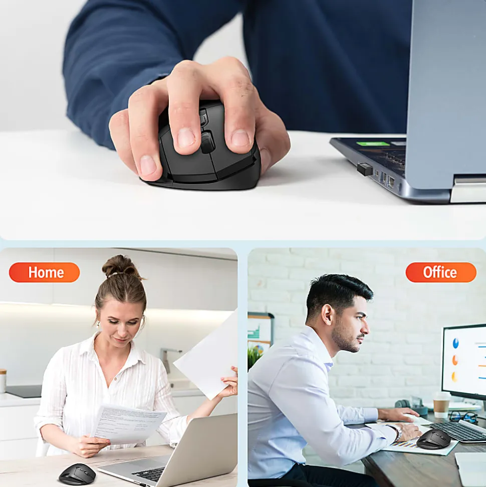 Delton S30 Wireless Ergonomic Computer Mouse, Black