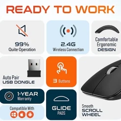 Delton S10 Wireless Optical Computer Mouse, Black
