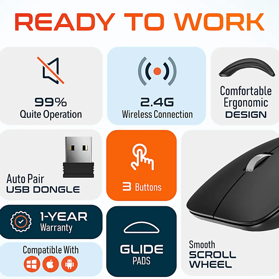 Delton S10 Wireless Optical Computer Mouse, Black