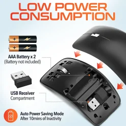 Delton S10 Wireless Optical Computer Mouse, Black