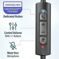 Delton 32Y Noise-Canceling On-Ear Wired Computer Headset, Black, DWH32Y