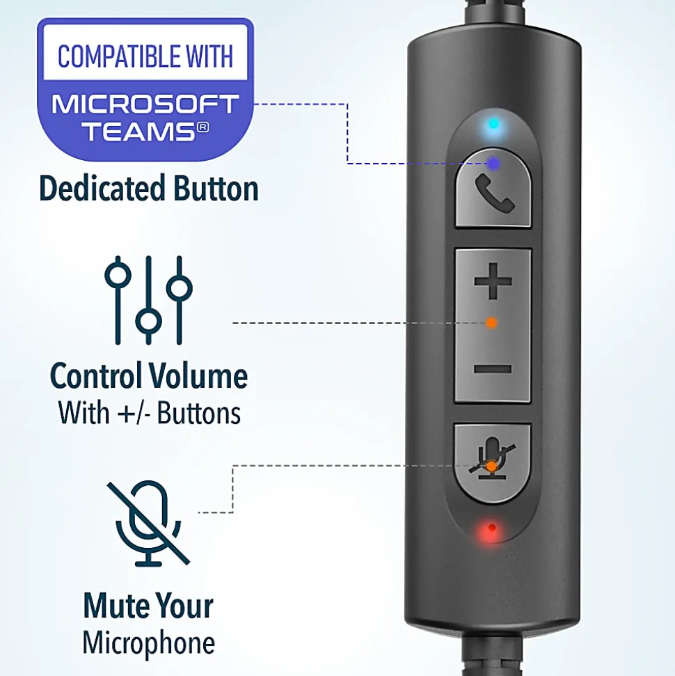 Delton 32Y Noise-Canceling On-Ear Wired Computer Headset, Black, DWH32Y