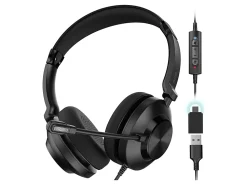 Delton 32Y Noise-Canceling On-Ear Wired Computer Headset, Black, DWH32Y