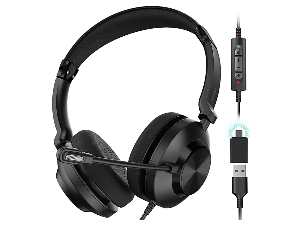 Delton 32Y Noise-Canceling On-Ear Wired Computer Headset, Black, DWH32Y
