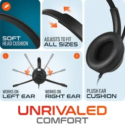 Delton 42Y Noise-Canceling Stereo Over-Ear Headset, Black