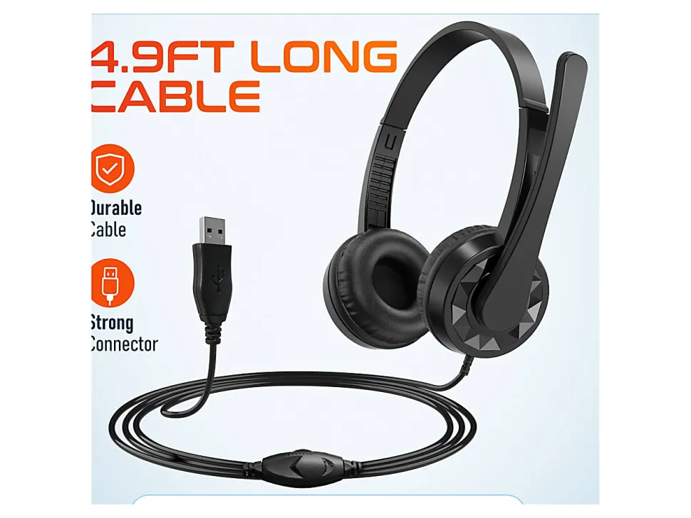 Delton 12Y Stereo On-Ear USB Type-A Headset, Black