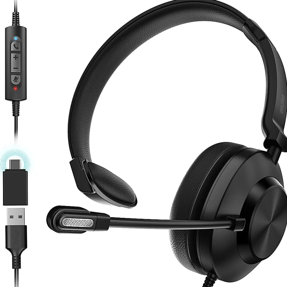 Delton 30Y Wired Computer Headset, Black