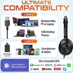 Delton 30Y Wired Computer Headset, Black