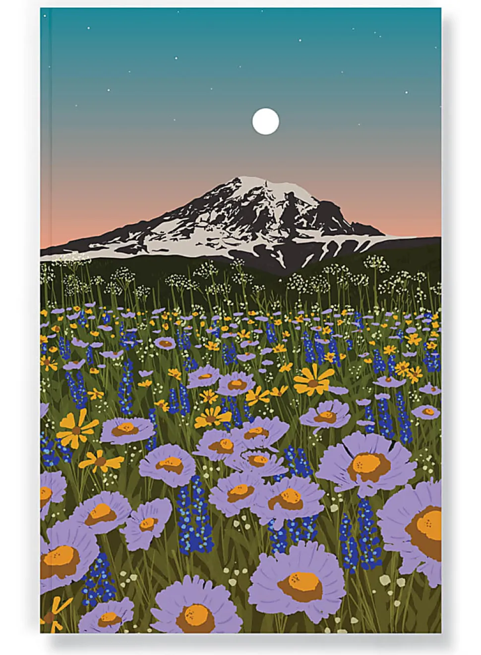 Denik Classic Layflat Journal Notebook, 5-3/4" x 8-1/4", 144 Pages, Mountain Flowers