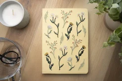 Denik Hardcover Journal, 5-3/4" x 8-1/4", 144 Pages, Autumn Garden Embroidered/Yellow