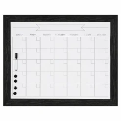 DesignOvations Beatrice Magnetic Framed Dry-Erase Monthly Calendar, Melamine, 23" x 29", White, Black Plastic Frame