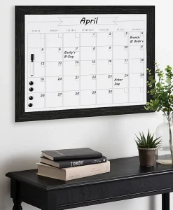 DesignOvations Beatrice Magnetic Framed Dry-Erase Monthly Calendar, Melamine, 23