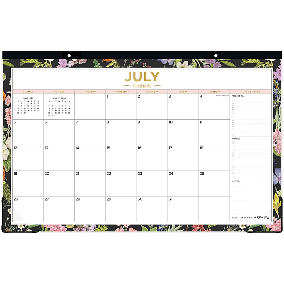 DESK PAD PLANNING CALENDAR DD BUTTERFLY GARDEN BLACK - 17X11 AY26-27 MONTHLY