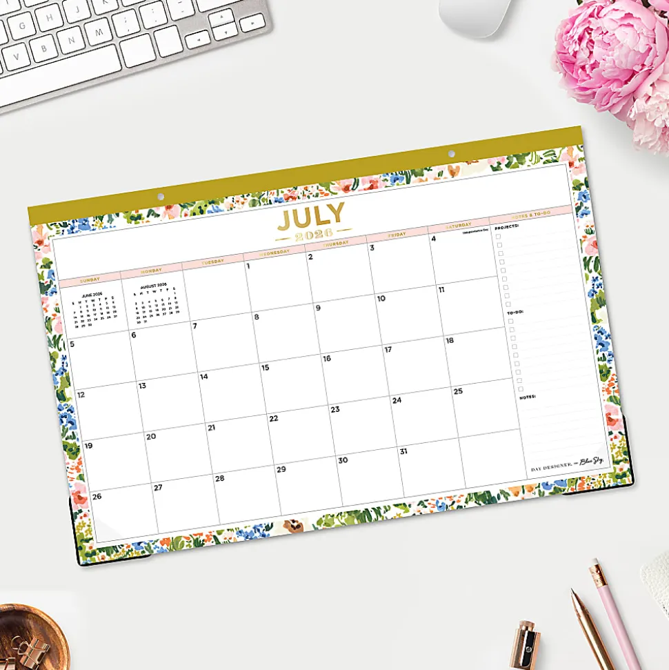 DESK PAD PLANNING CALENDAR DD ASHLEY COTTAGE - 17X11 AY26-27 MONTHLY