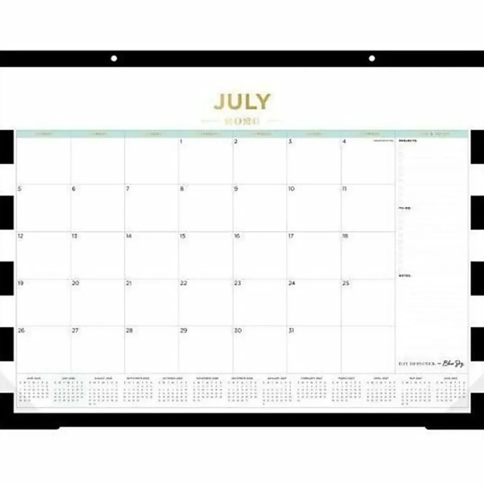 DESK PAD PLANNING CALENDAR DD RUGBY STRIPE BLACK - 22X17 AY26-27 MONTHLY