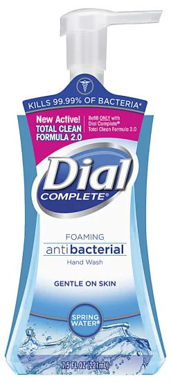 Dial® Complete® Antibacterial Foam Hand Soap, Springwater Scent, 7.5 Oz, Carton Of 8 Bottles