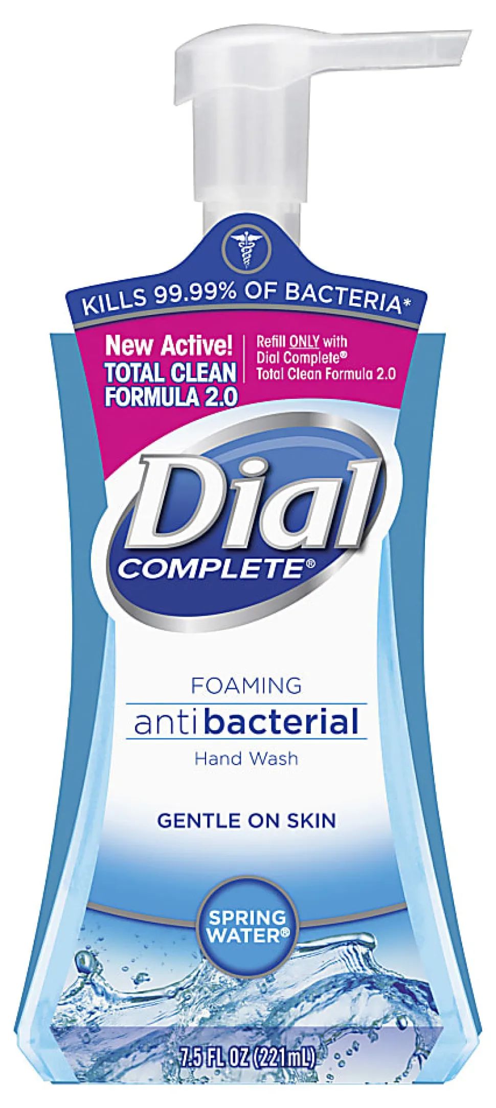Dial® Complete® Antibacterial Foam Hand Soap, Springwater Scent, 7.5 Oz, Carton Of 8 Bottles
