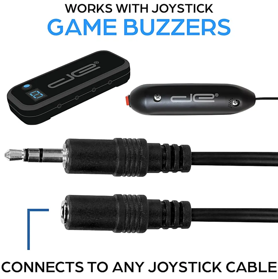 Digital Energy Extension Cables For Handheld Game Buzzer System, 15', Black, Pack Of 8 Cables, DEFT-1755