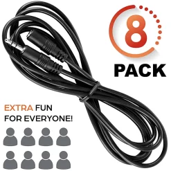 Digital Energy Extension Cables For Handheld Game Buzzer System, 15', Black, Pack Of 8 Cables, DEFT-1755